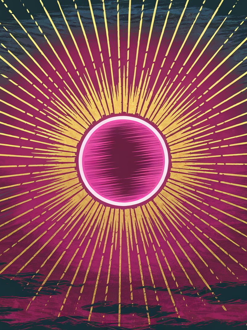 Electric Pink Sunburst Illustration