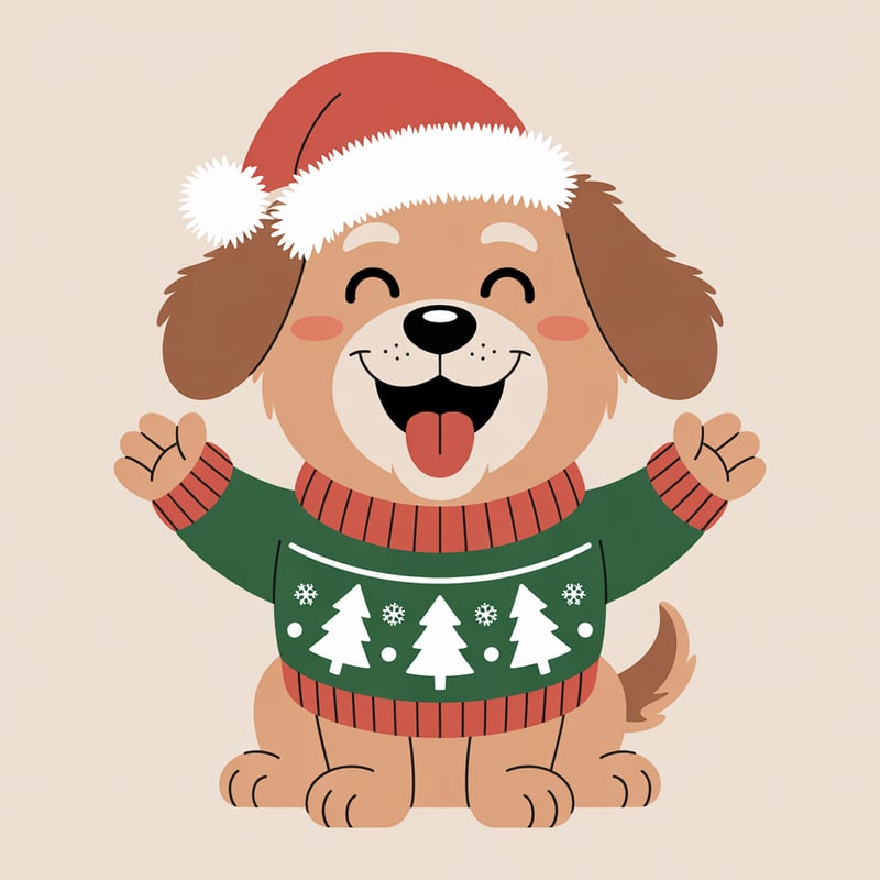 Cute Dog in Christmas Sweater