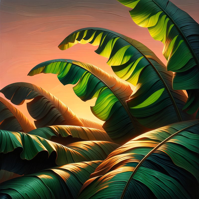 Oversized Banana Leaves at Sunset