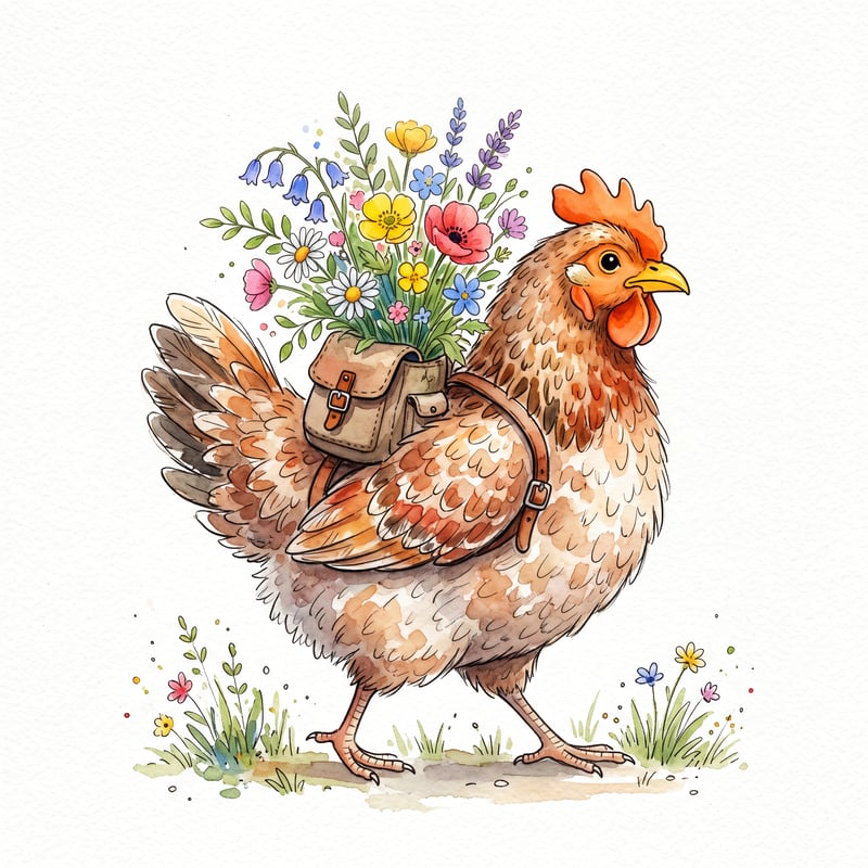 Chicken with Wildflower Backpack