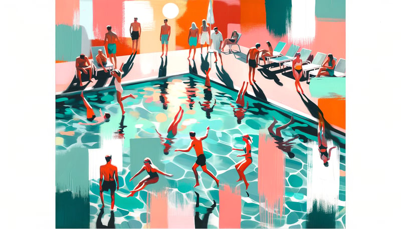 Abstract Poolside Swim Collage