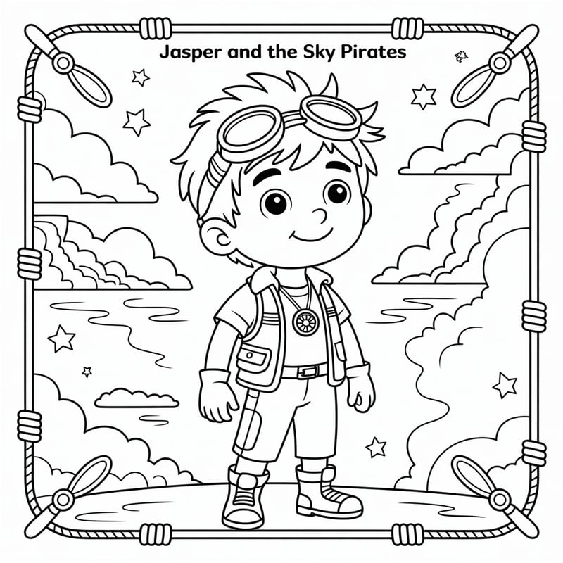 Jasper and the Sky Pirates Coloring Page