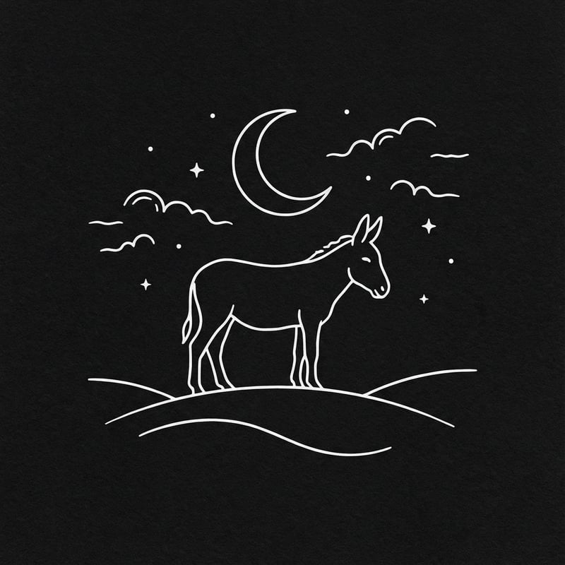 Donkey Silhouette with Crescent Moon