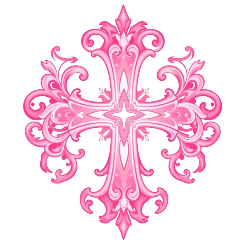 Symmetrical Pink Fantasy Cross Design