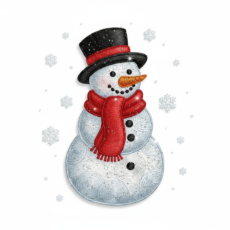 3D Embroidered Snowman with Sparkles