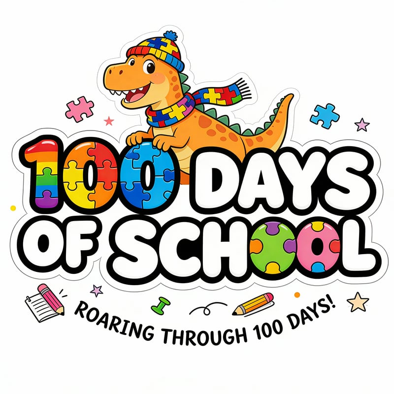 100 Days of School Dinosaur Design