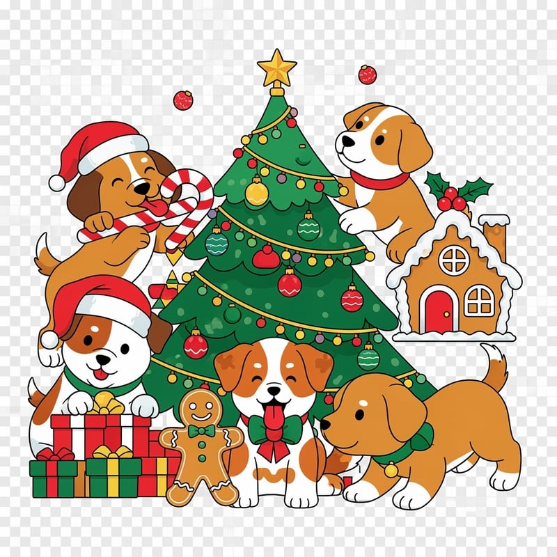 Christmas Cartoon Puppies