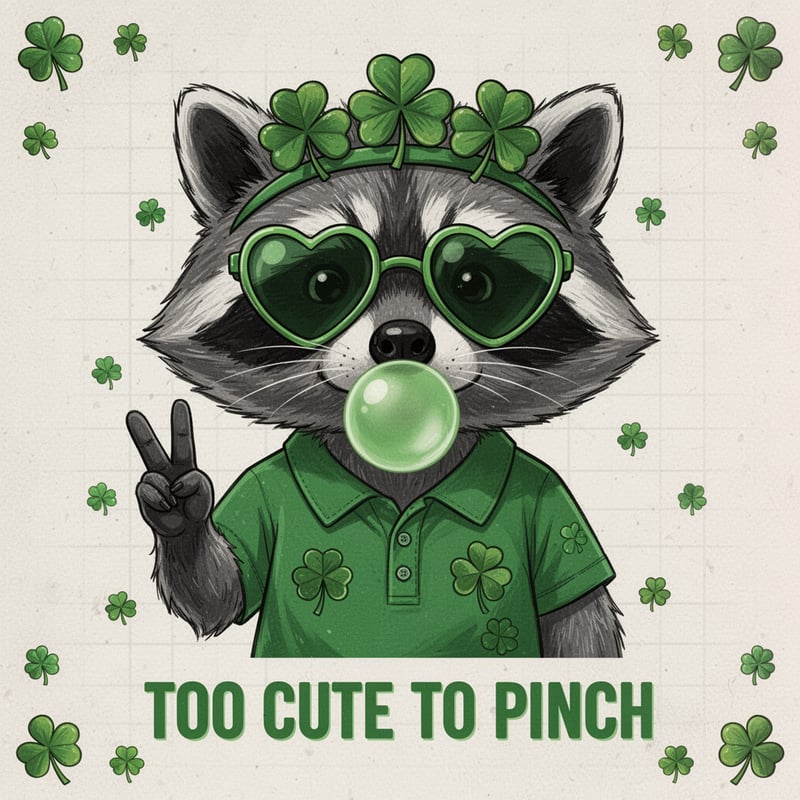 Cute Raccoon St. Patrick's Day Illustration