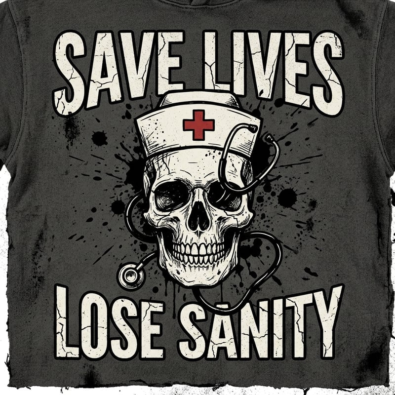 Grunge Skull Nurse Typography