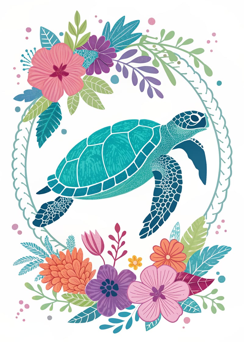 Vivid Sea Turtle Vector Illustration