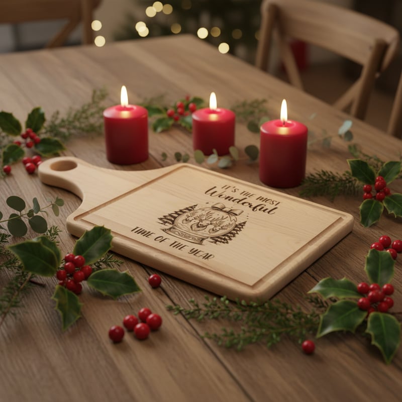 Engraved Wooden Christmas Chopping Board