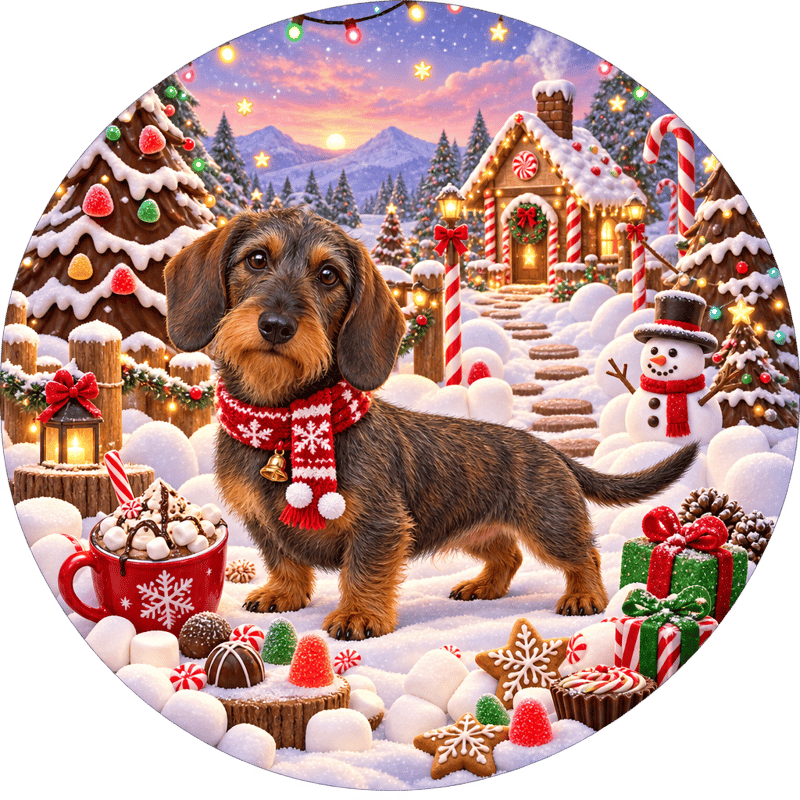 Wirehaired Dachshund Winter Marshmallow