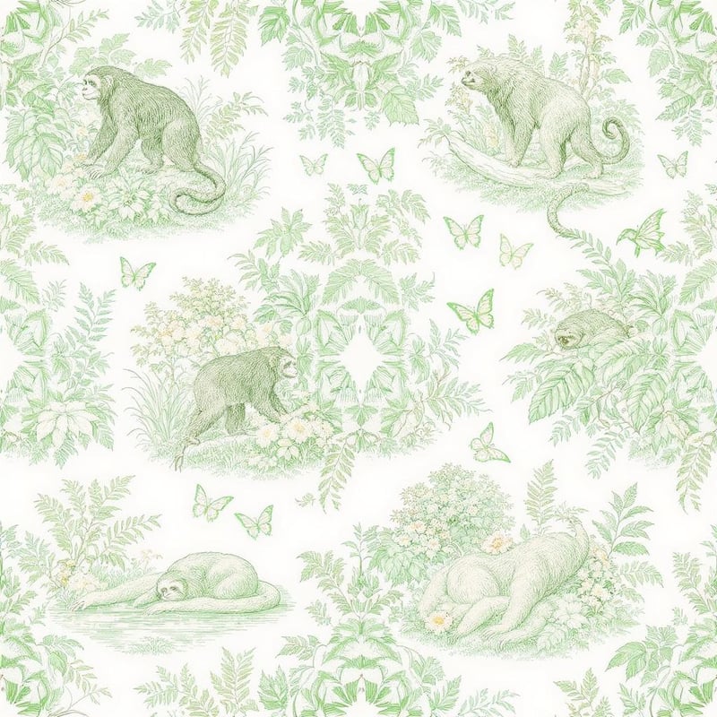 Seamless Tropical Toile de Jouy Pattern