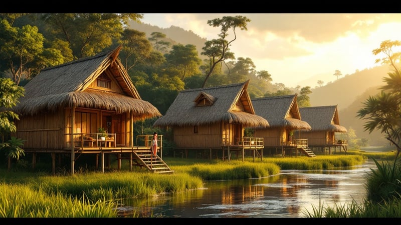 Orang Asli Bamboo Stilt Houses Art