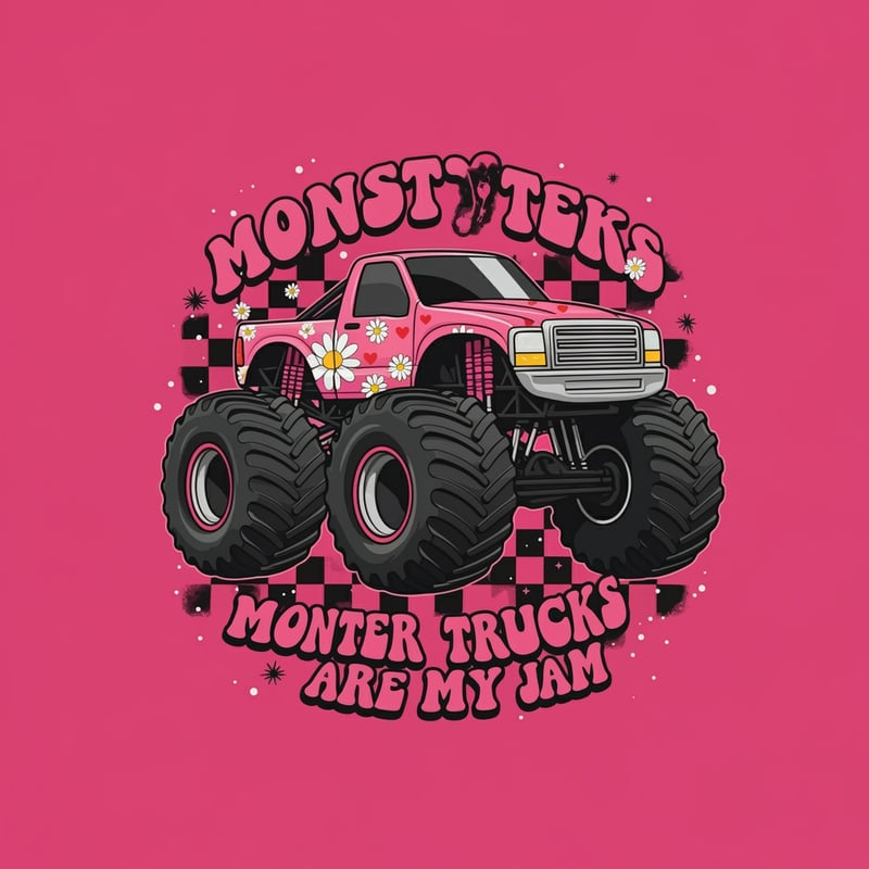 Colorful Pink Monster Truck Design