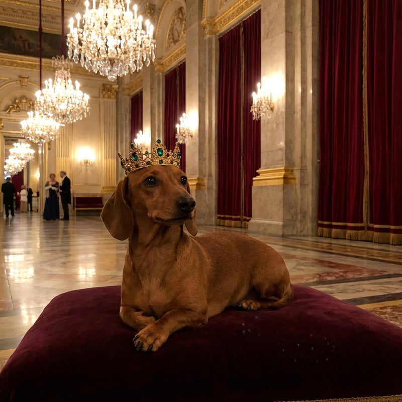 Dachshund in Regal Palace Setting