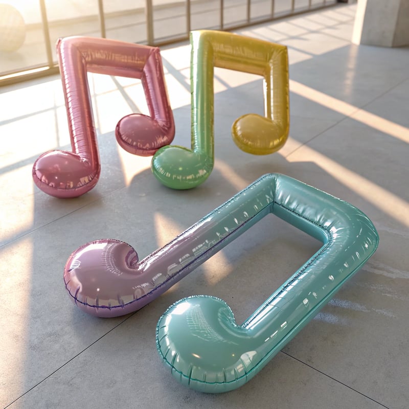 3D Inflated Music Notes Design