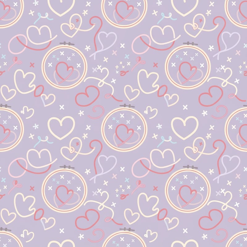 Seamless Embroidery Hoop Vector Pattern