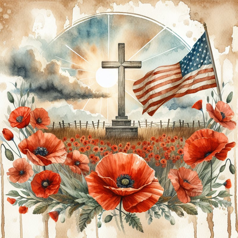 Rustic Watercolor Battlefield Cross Design