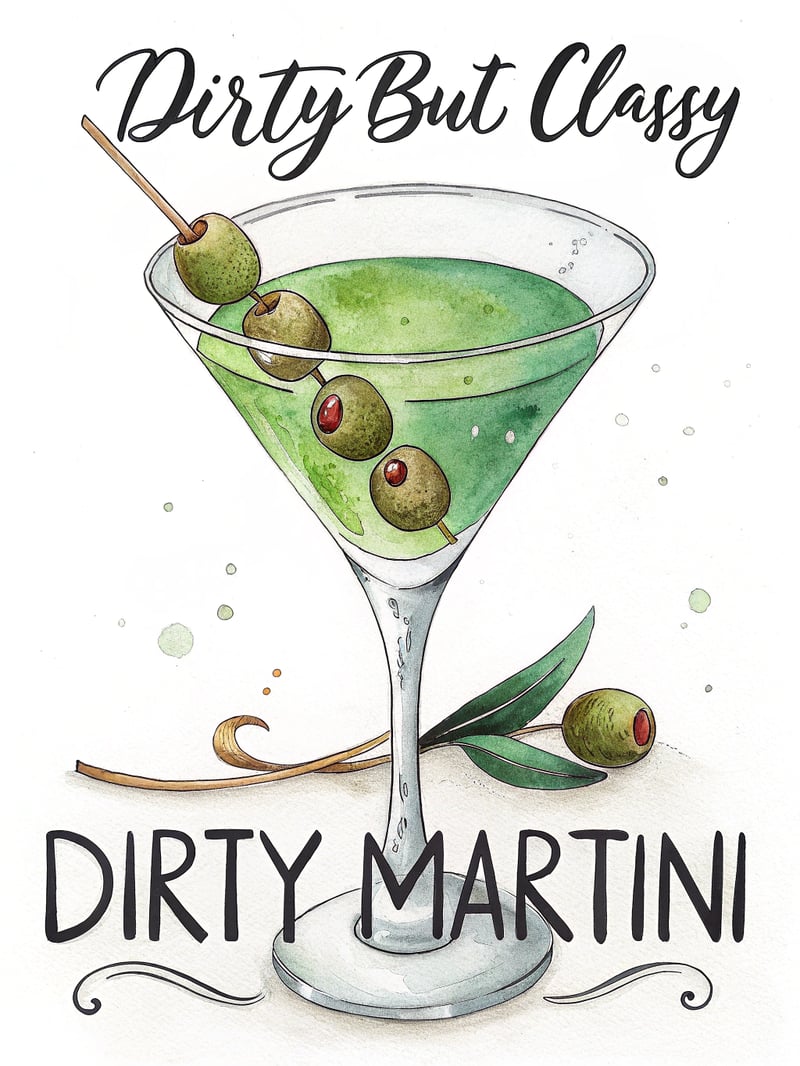 Hand-Drawn Watercolor Martini Glass