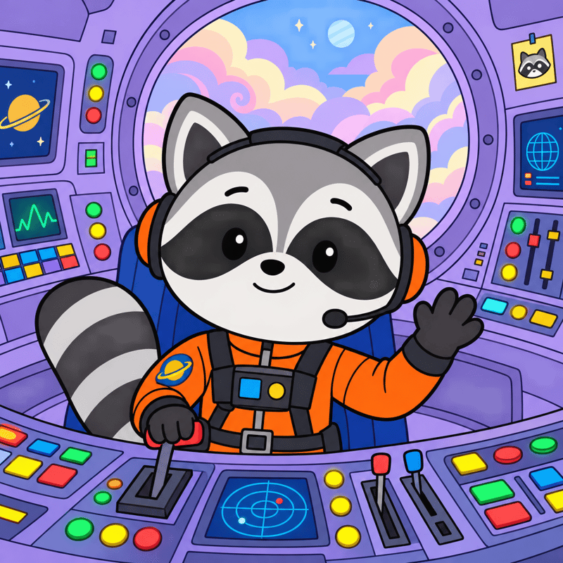 Raccoon Operator at Control Panel