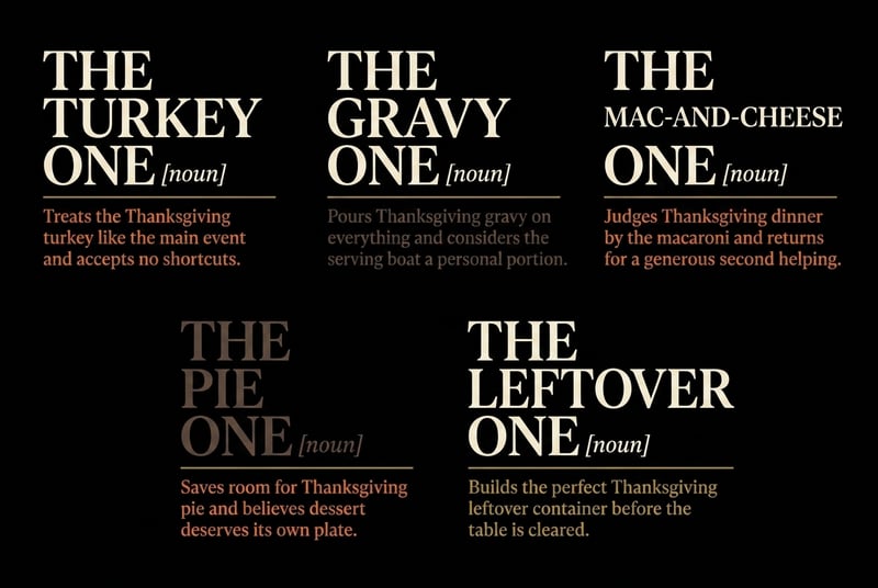 Thanksgiving Food Roles Typography Designs