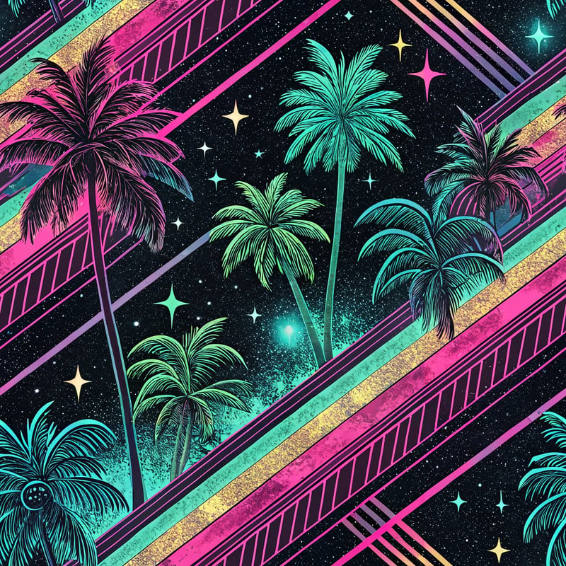 Ultra-Maximalist Neon Vaporwave Pattern