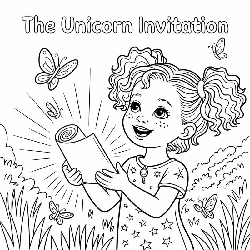 Magical Unicorn Invitation Coloring Page