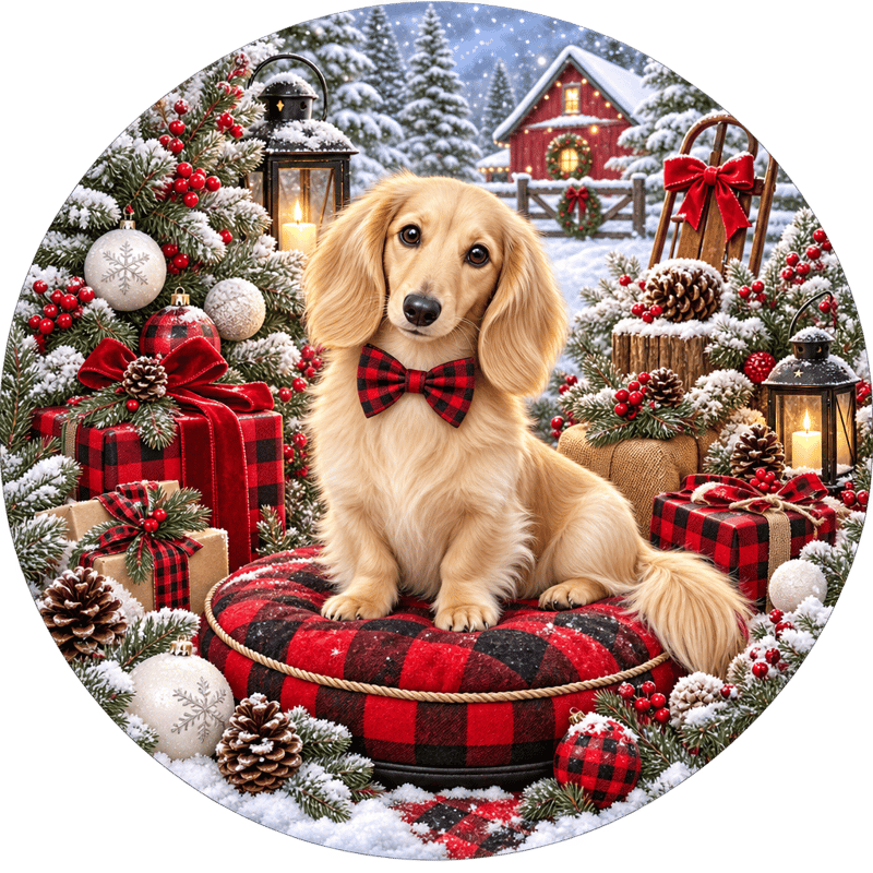 Dachshund Plaid Holiday 3D Sublimation