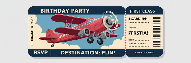 Vintage Airplane Birthday Ticket Invite