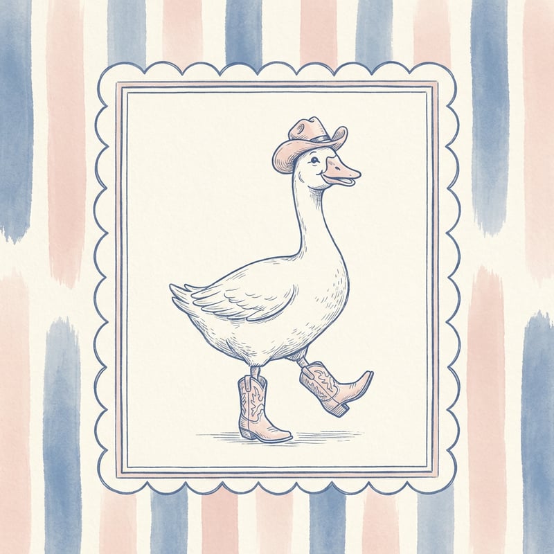 Preppy Vintage Goose Illustration