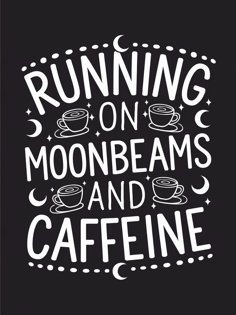 Playful Moonbeams and Caffeine T-Shirt Design