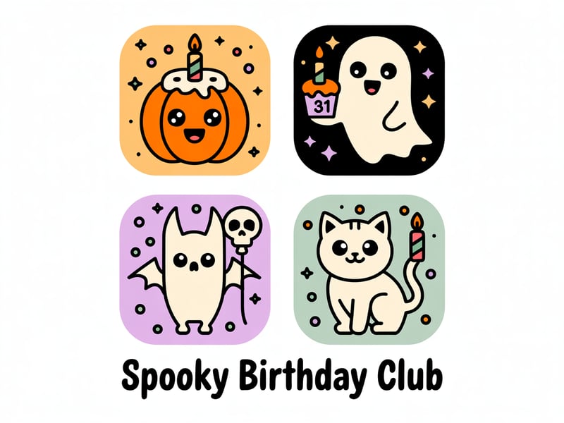 Kawaii Halloween Birthday Clip Art