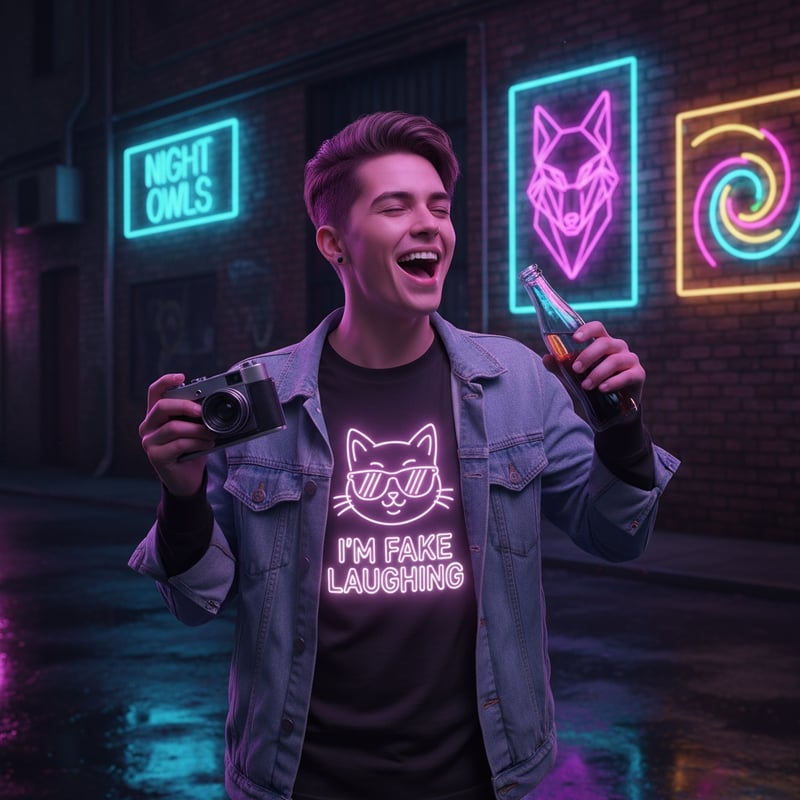 Neon Nightlife Urban Tee Mockup