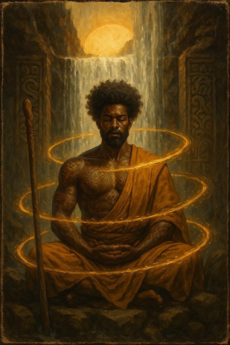 Afro Monk Warrior Meditating
