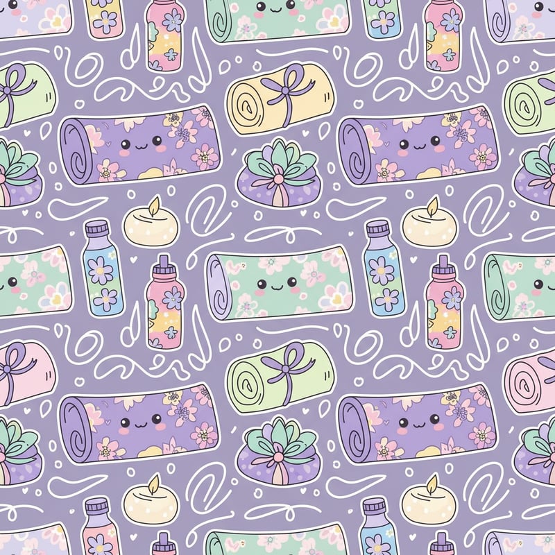 Kawaii Yoga Vector Pattern