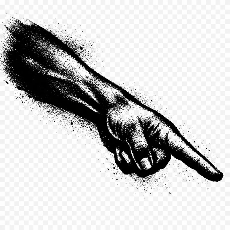 Bold Black and White Pointing Hand