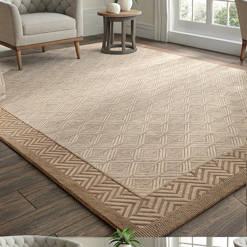 Minimalist Linen-Texture Rug in Warm Tones