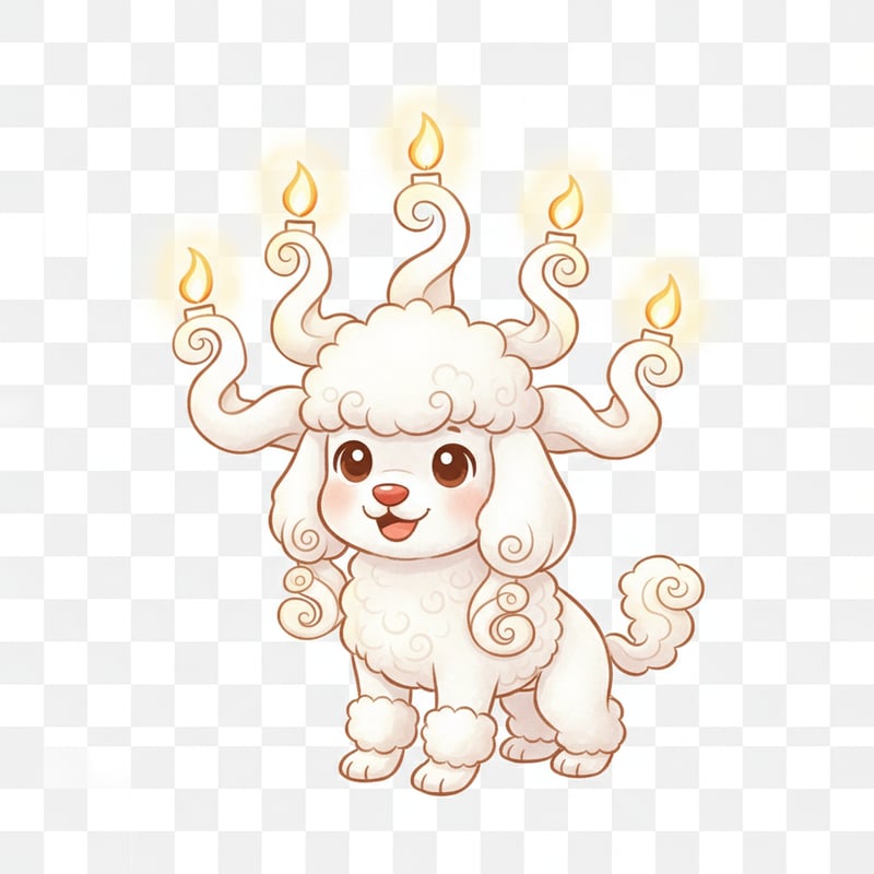 Cute Poodle Menorah Cartoon