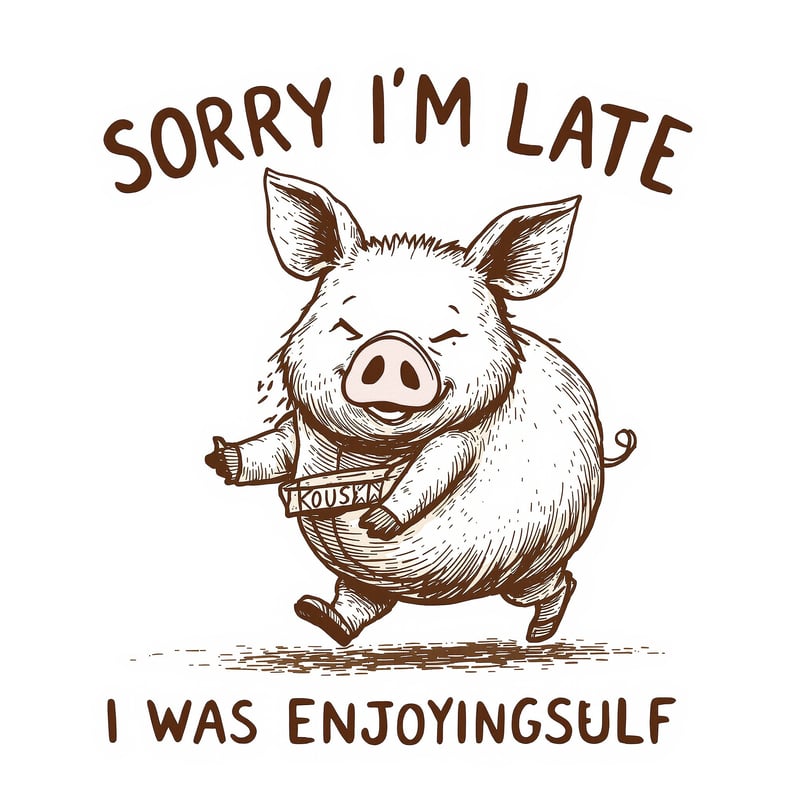 Playful Retro Pig Illustration