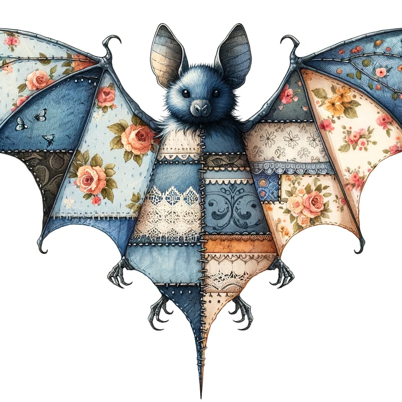 Whimsical Halloween Patchwork Bat