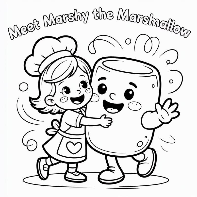 Children's Coloring Page with Bella and Marshy