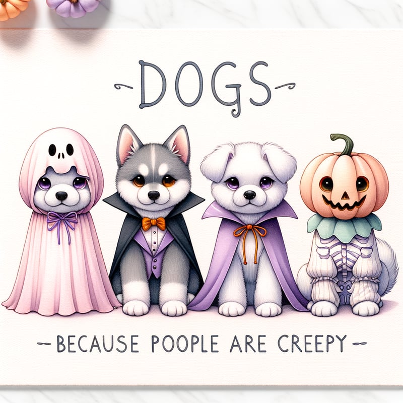 Pastel Halloween Dogs Illustration