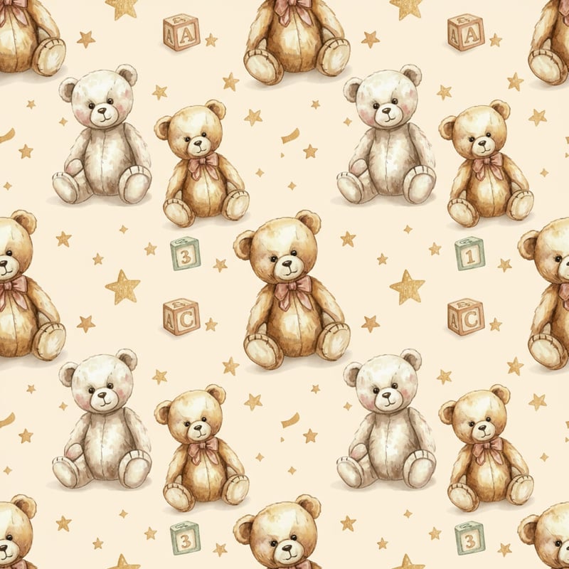 Vintage Teddy Bears Seamless Pattern
