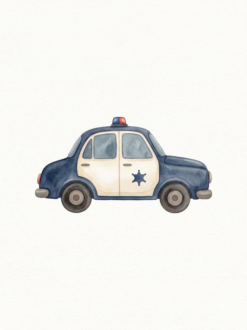Minimalist Vintage Police Cruiser Art