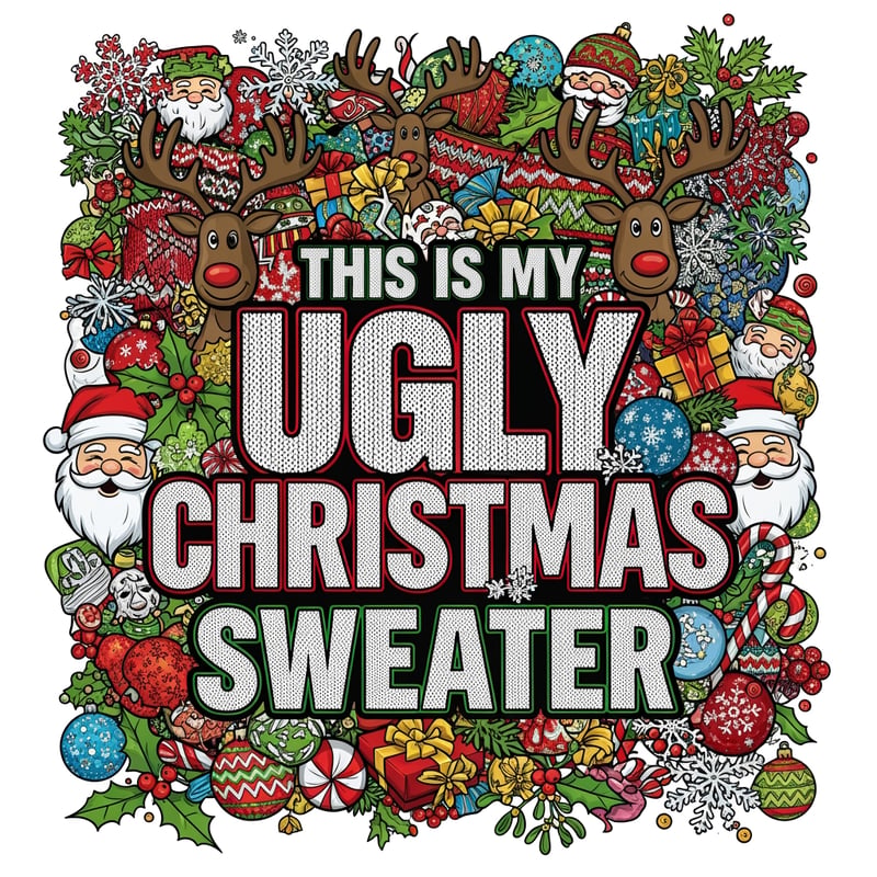 Ugly Christmas Sweater T-Shirt Design