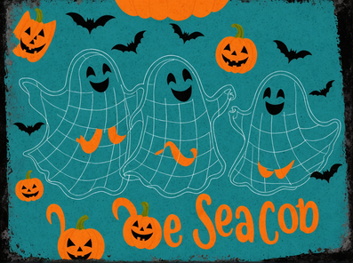 Halloween Ghosts with Jack-o'-Lanterns
