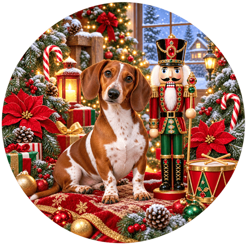 Red Piebald Dachshund Holiday Design