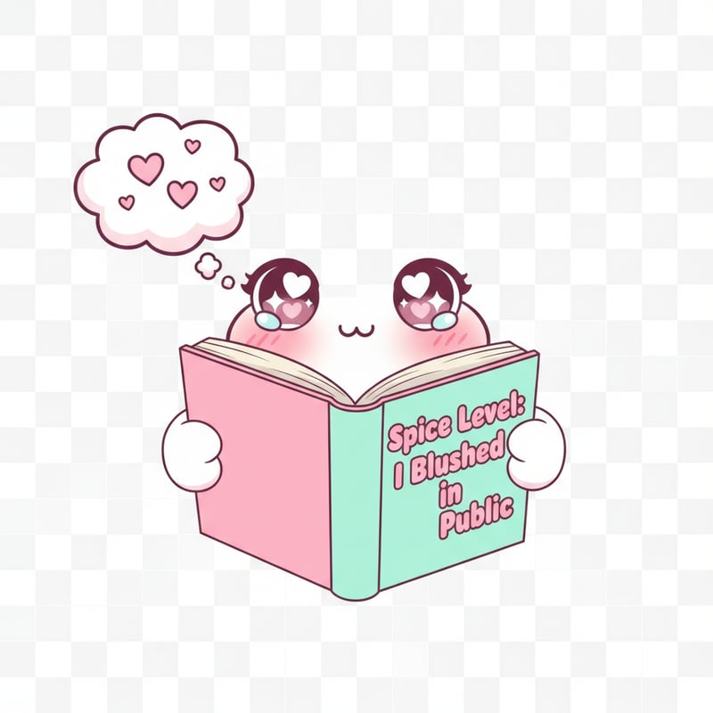 Kawaii Blushing Face with Book PNG