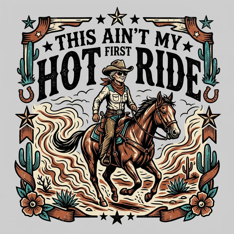 Western Cowgirl Menopause T-Shirt Art